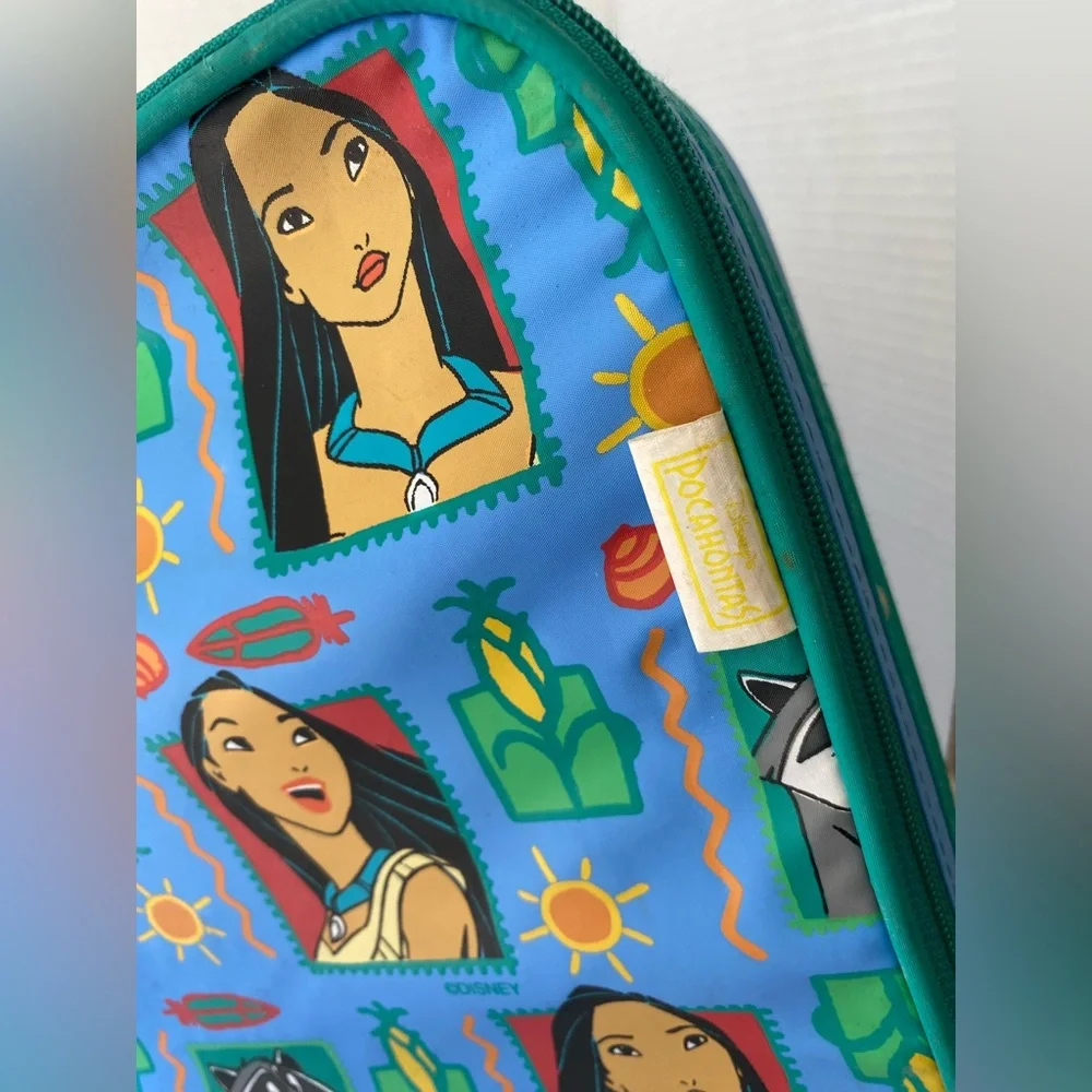 Vintage 90s Disney Pocahontas Meeko Blue Kids Suitcase Luggage Y2K